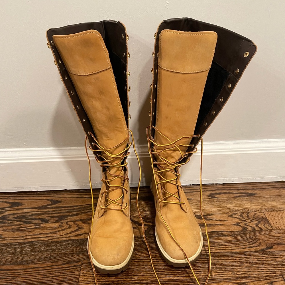 TIMBERLAND WOMENS WHEAT PREMIUM 14 INCH LEATHER BOOTS Size 8.5